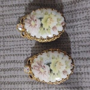 Western Germany Floral Gold Tone Filigree Earrings